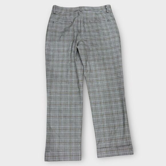 Zara Black Tan Houndstooth Plaid Trousers Cropped Ankle Pants Size 6 - Picture 4 of 10